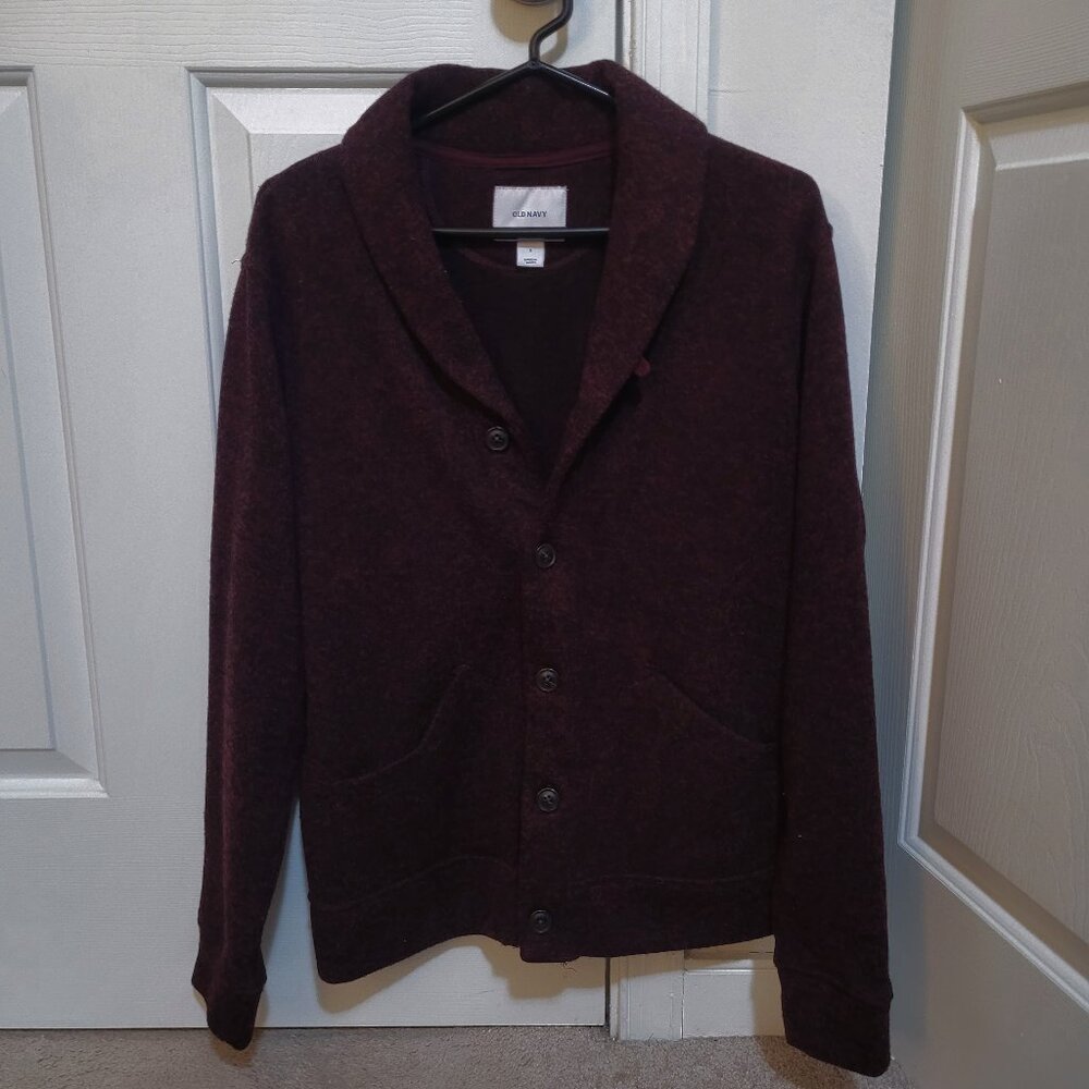 Old Navy Burgundy Shawl Collar Men's Cardigan Sweater Size Small
